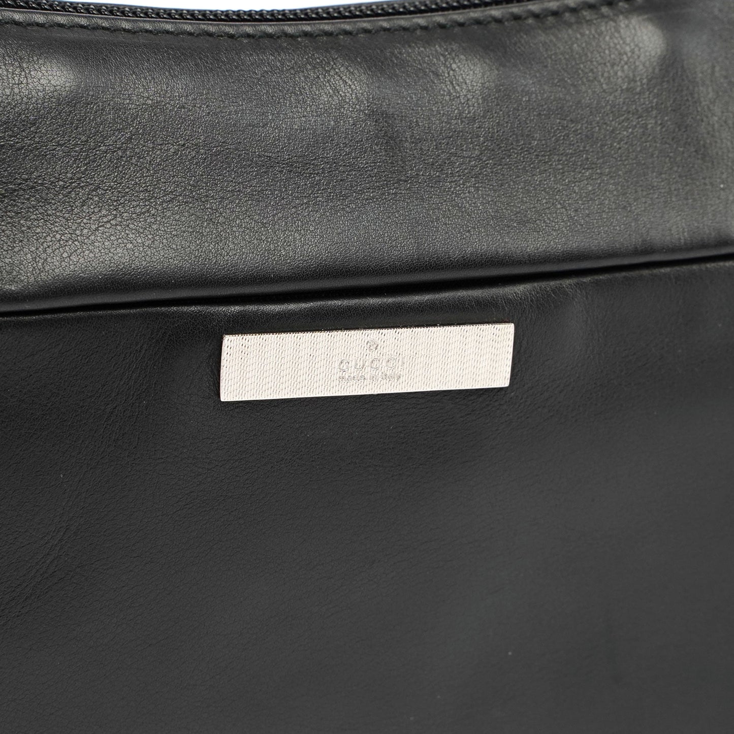 Black Leather Bamboo Hobo Bag