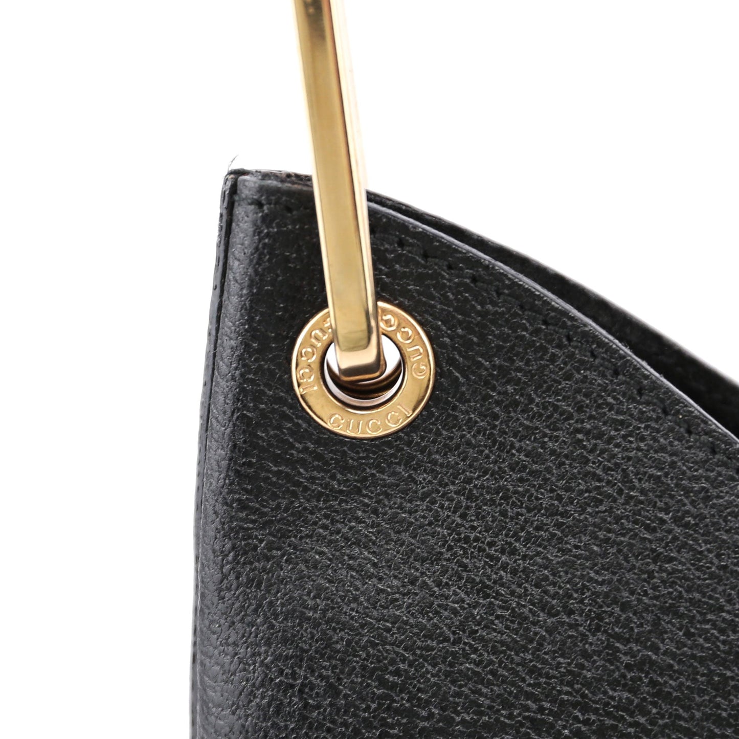 Black Leather Bamboo Hobo Bag