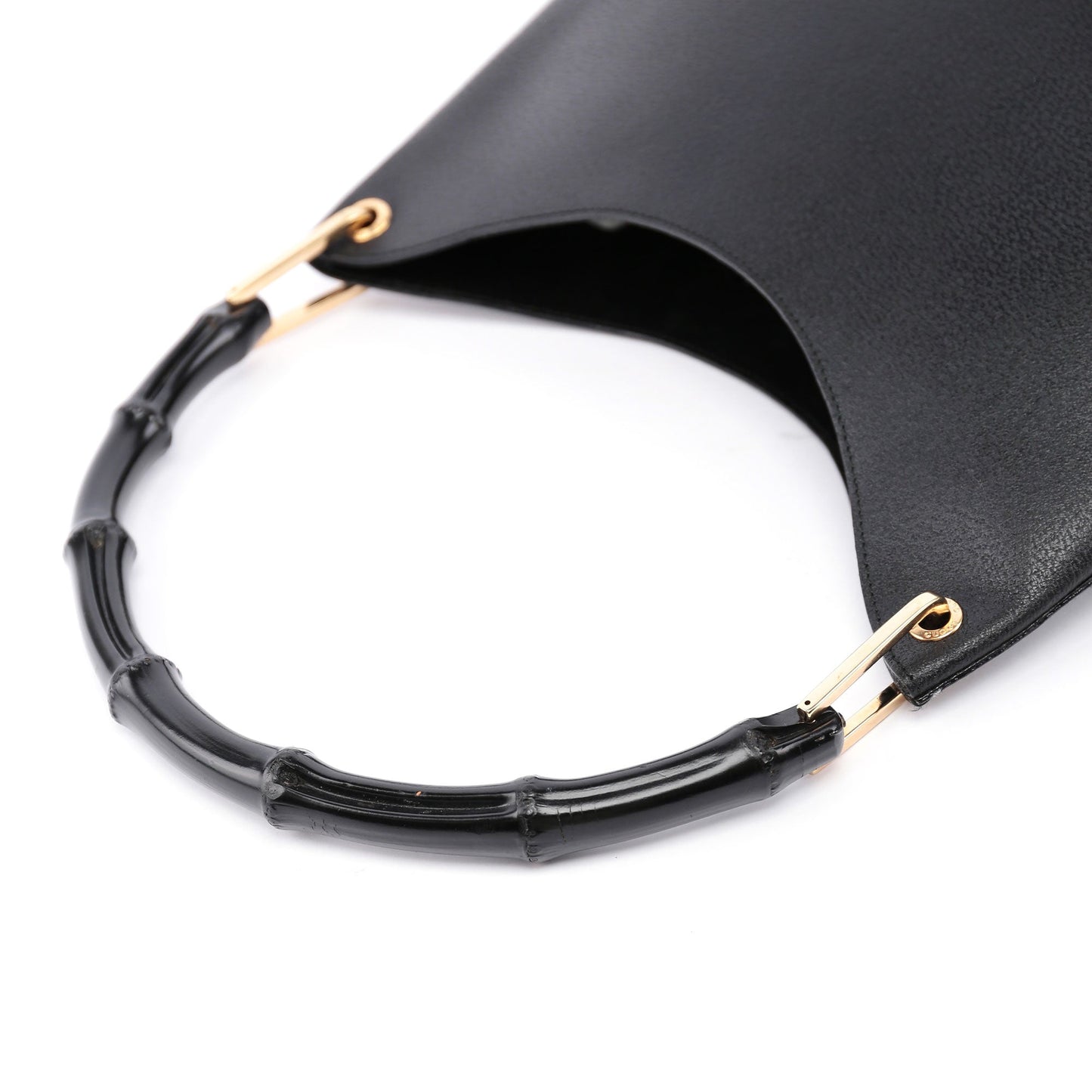 Black Leather Bamboo Hobo Bag