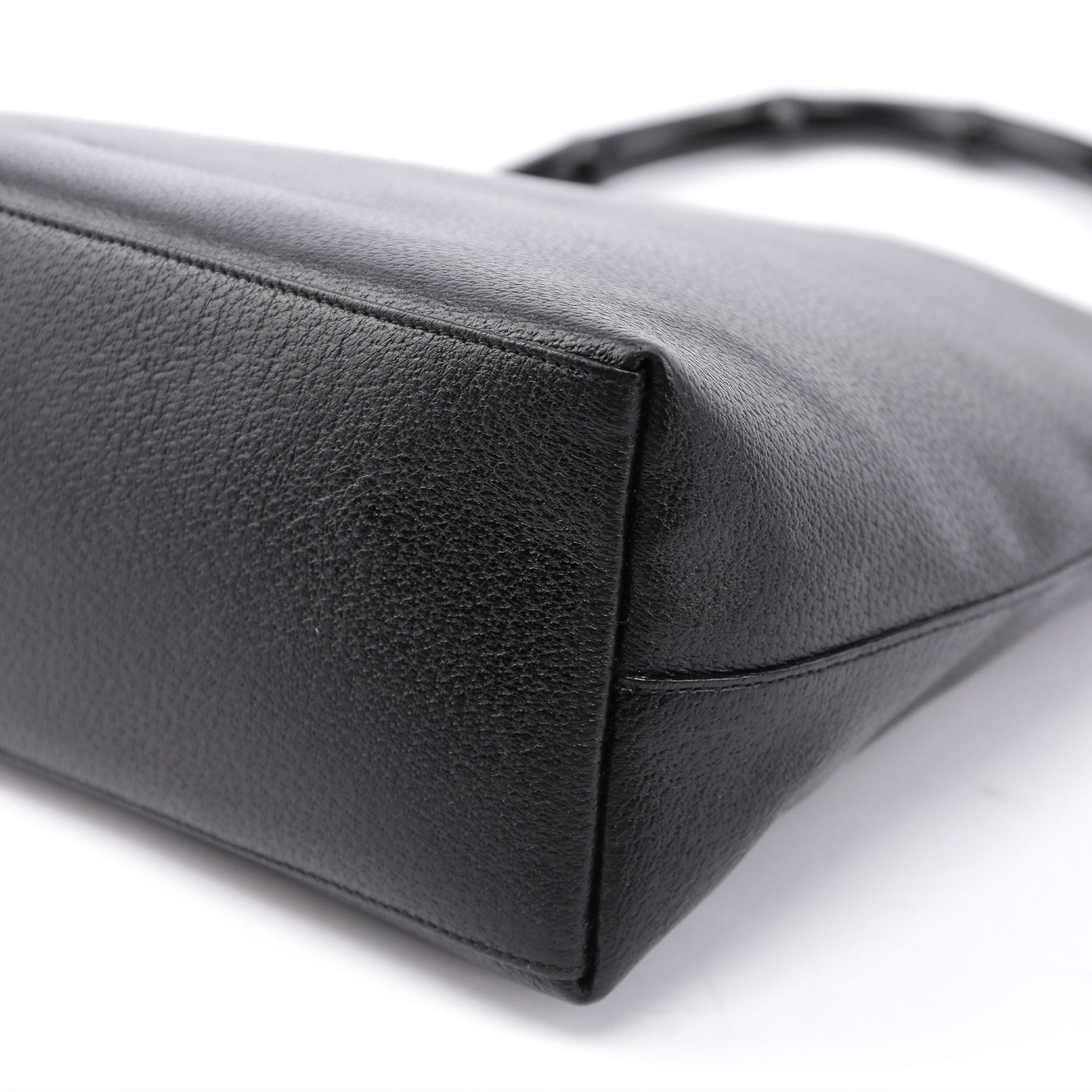 Black Leather Bamboo Hobo Bag