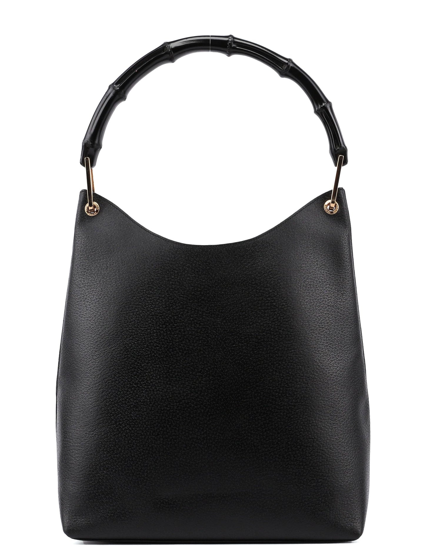 Black Leather Bamboo Hobo Bag
