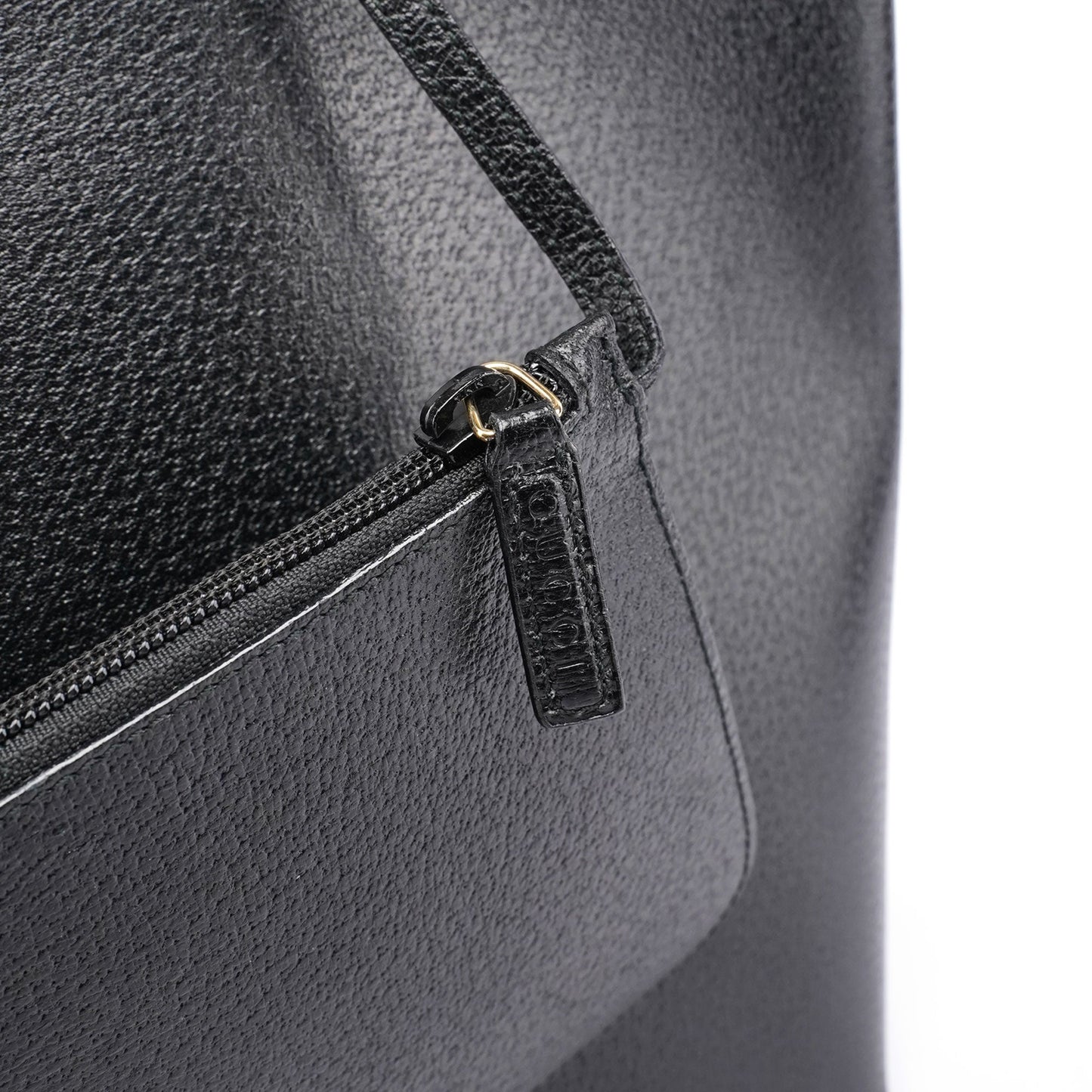 Black Leather Bamboo Hobo Shoulder Bag