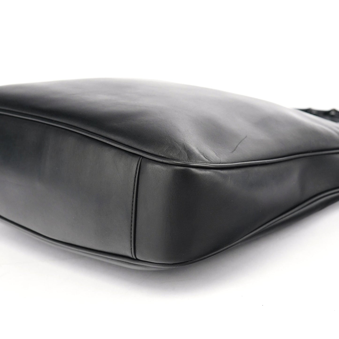 Black Leather Bamboo Shoulder Bag