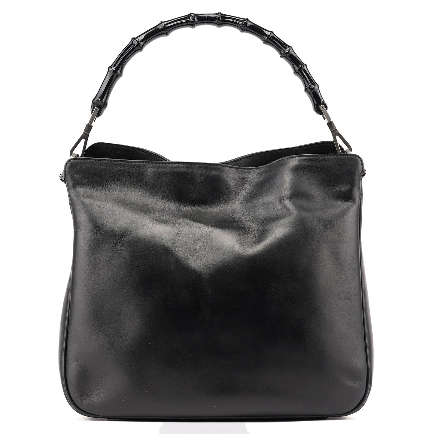 Black Leather Bamboo Shoulder Bag