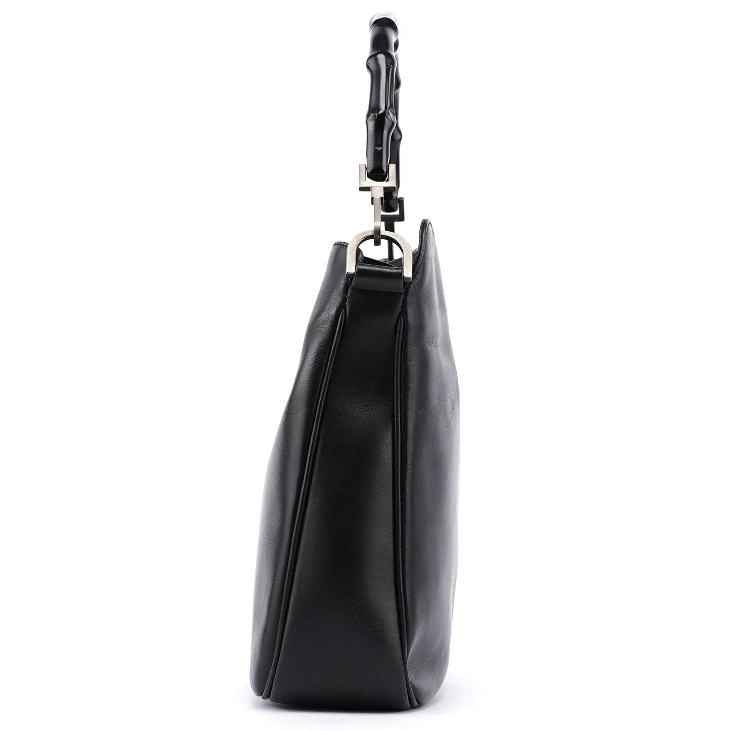 Black Leather Bamboo Shoulder Bag
