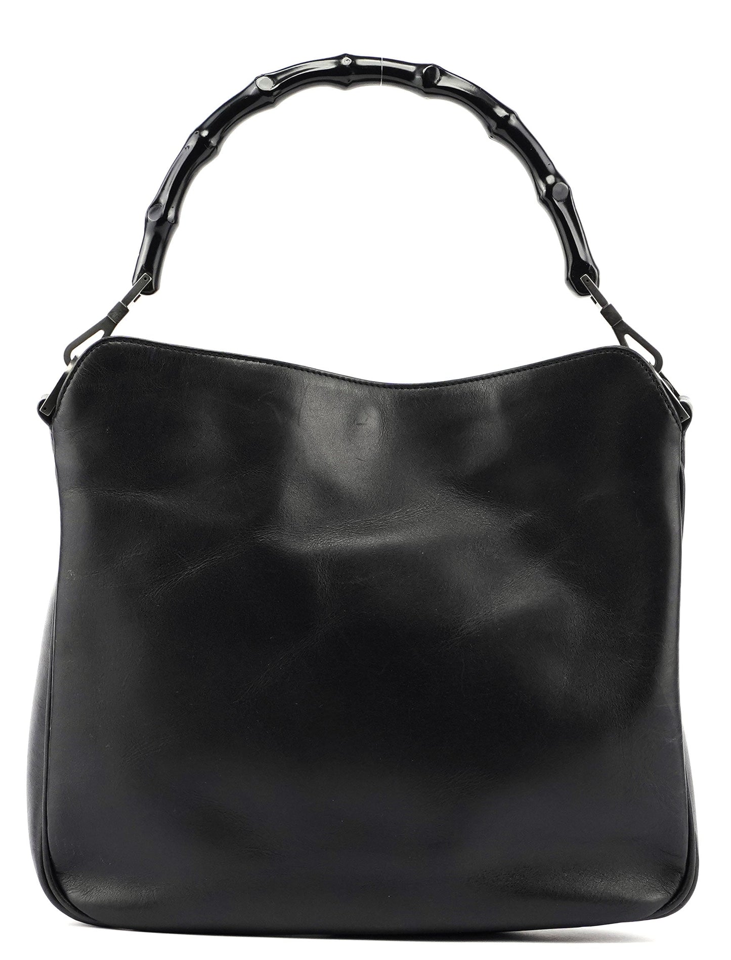 Black Leather Bamboo Shoulder Bag
