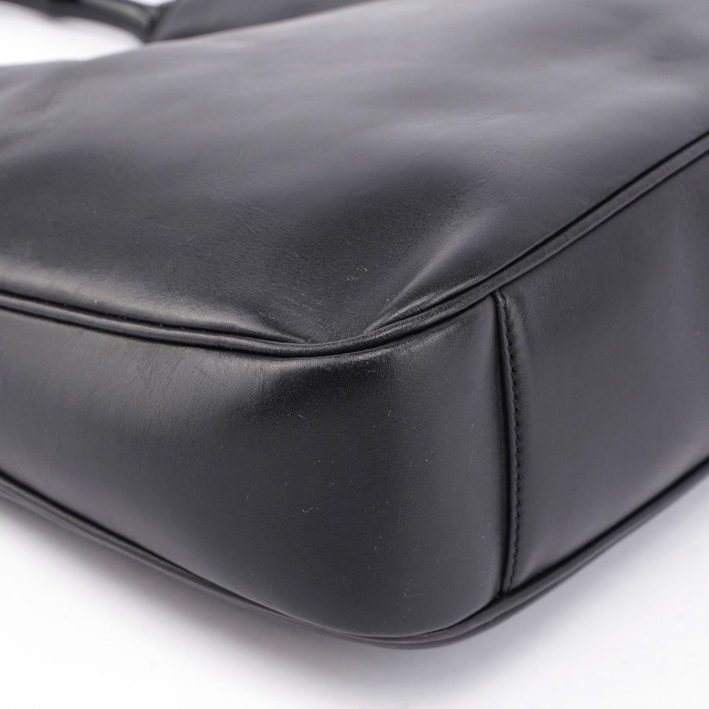 Black Leather Bamboo Shoulder Bag