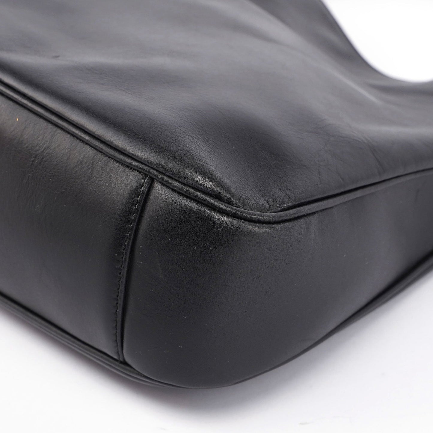 Black Leather Bamboo Shoulder Bag