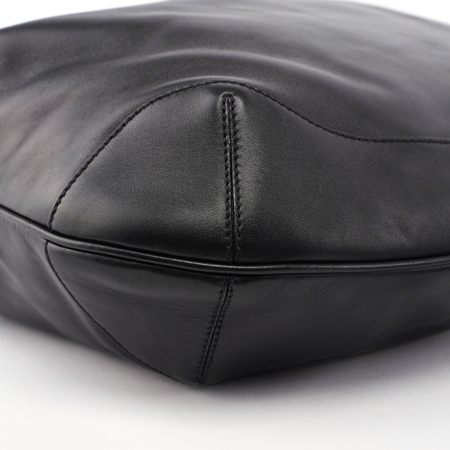 Black Leather Bamboo Shoulder Bag