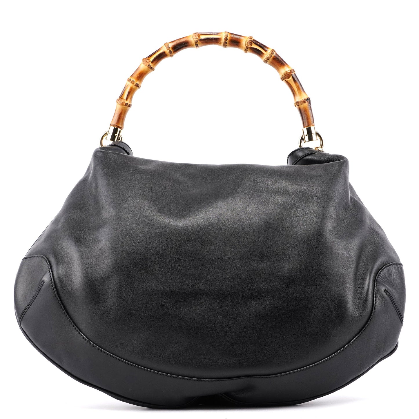 Black Leather Bamboo Shoulder Bag