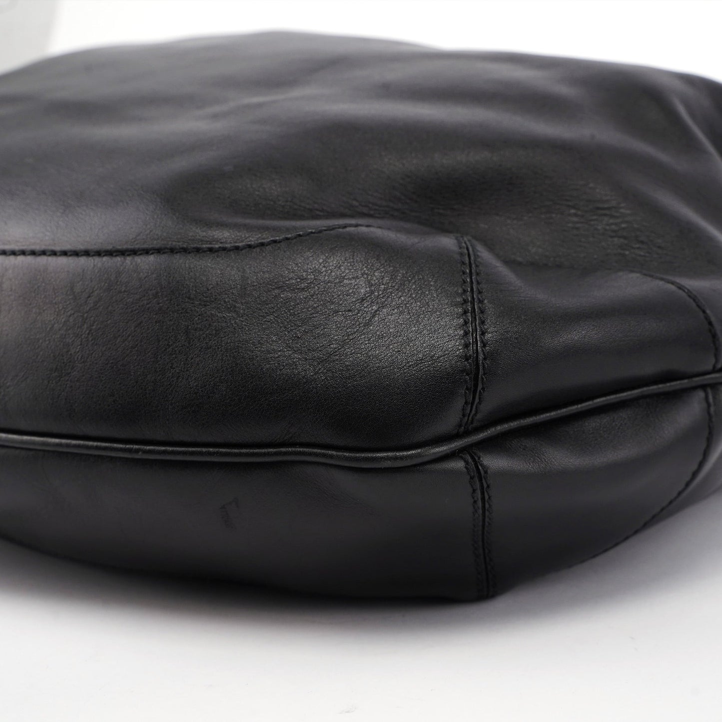 Black Leather Bamboo Shoulder Bag