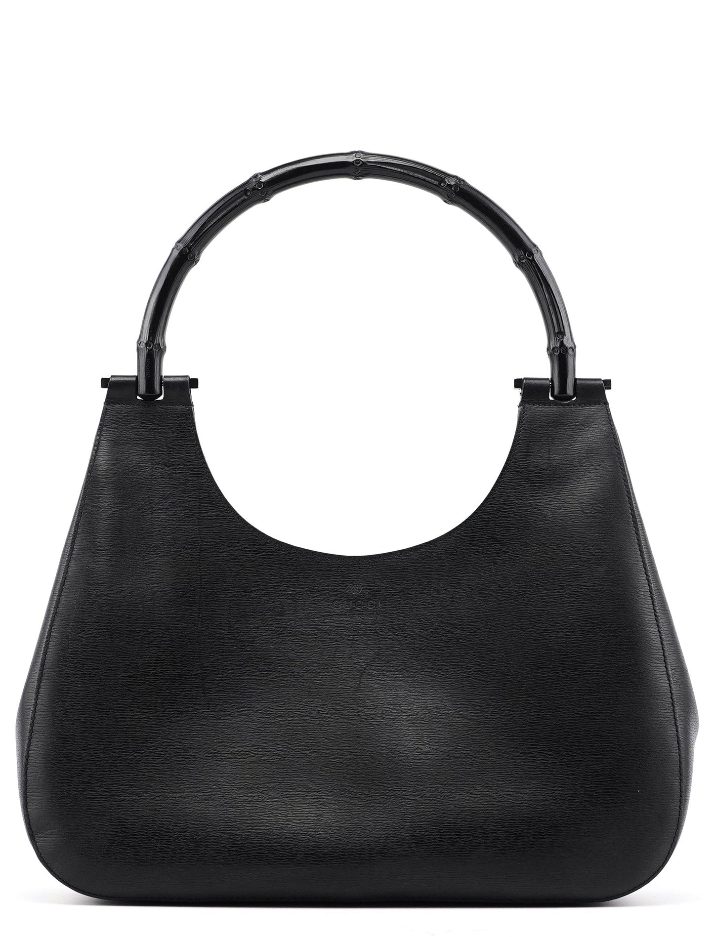 Black Leather Bamboo Shoulder Bag