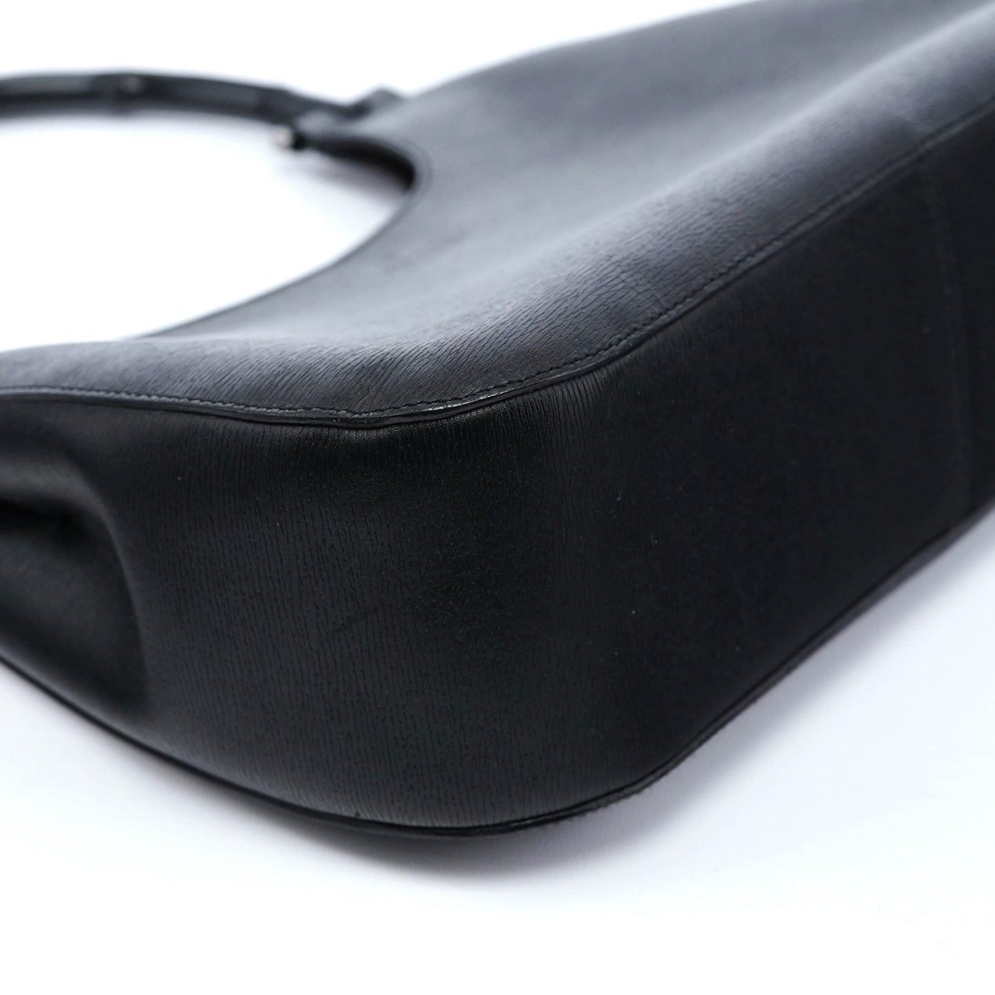 Black Leather Bamboo Shoulder Bag