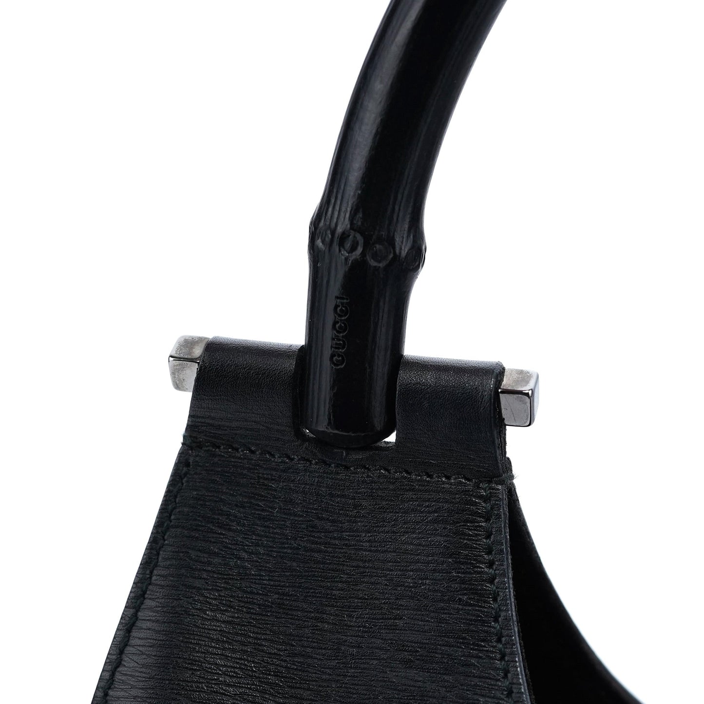 Black Leather Bamboo Shoulder Bag