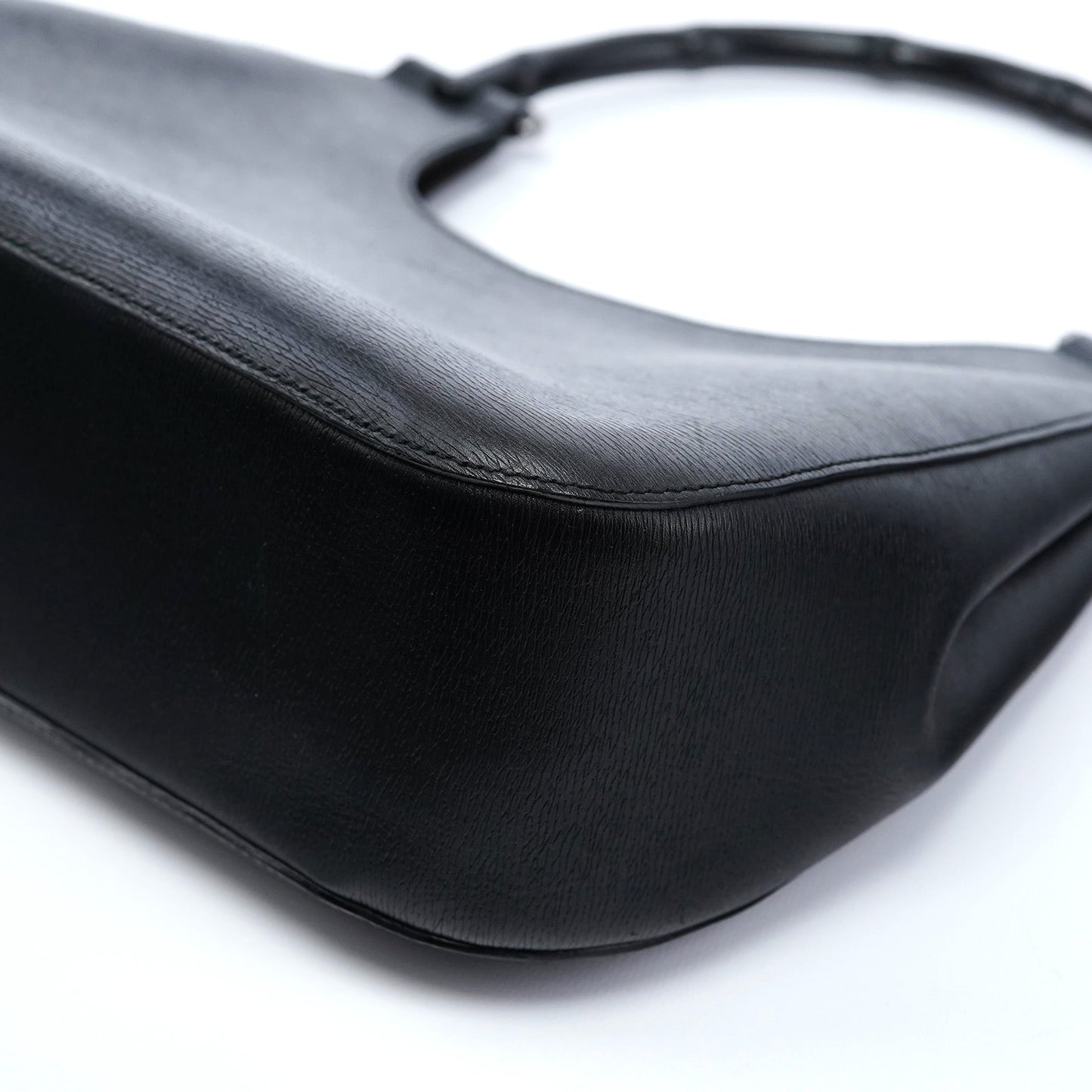 Black Leather Bamboo Shoulder Bag