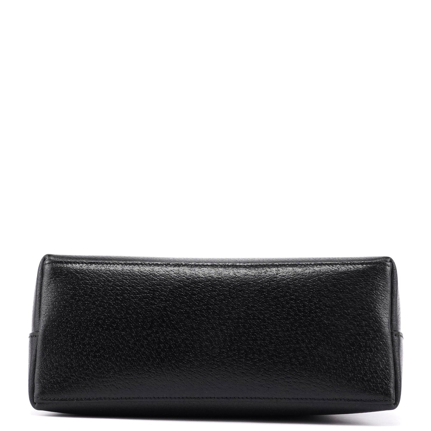 Black Leather Bamboo Shoulder Bag W/ Pouch