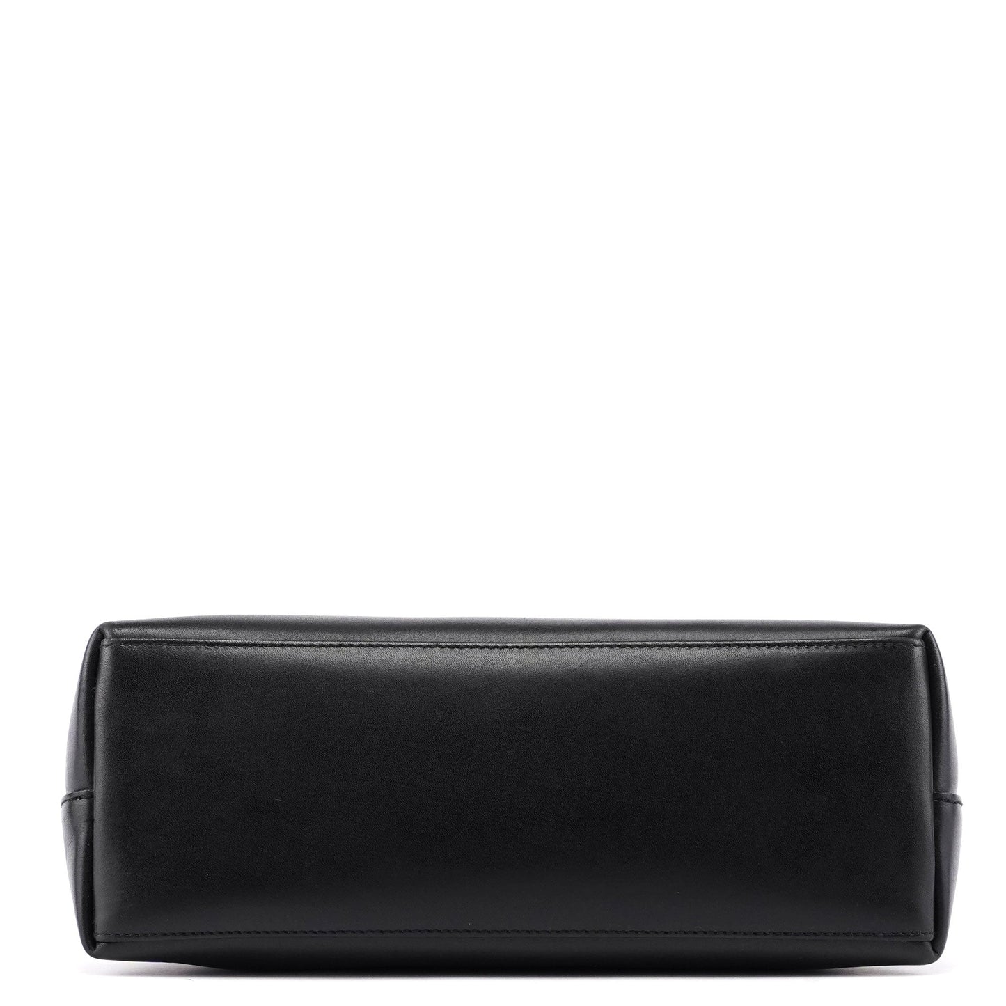 Black Leather Bamboo Shoulder Bag W/ Pouch