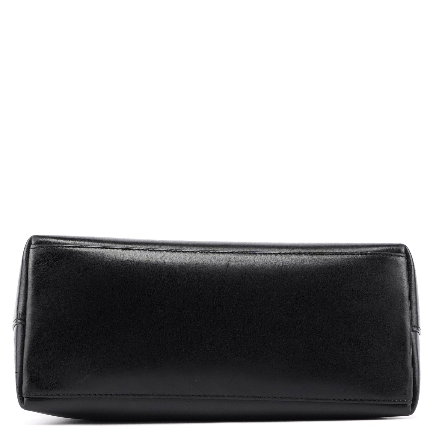 Black Leather Bamboo Shoulder Bag W/ Pouch