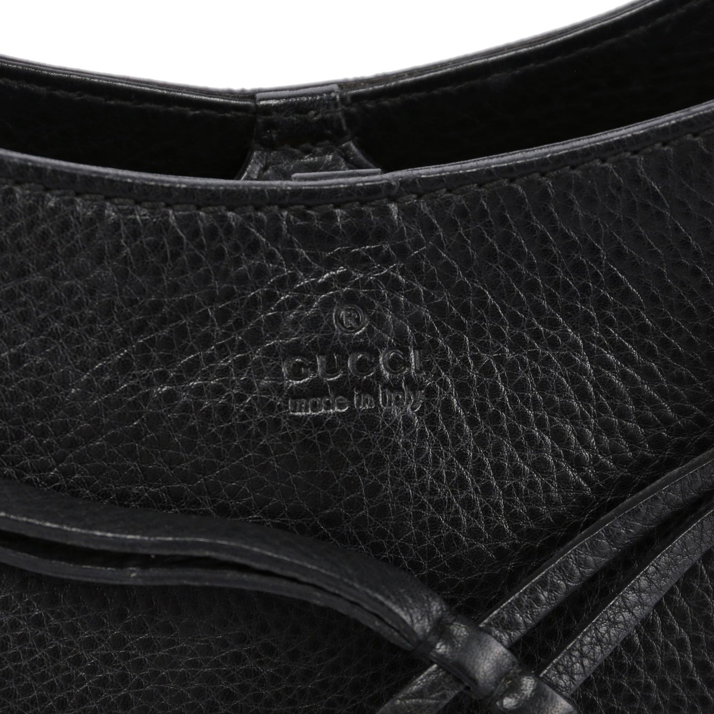 Black Leather Bamboo Top Handle Bag