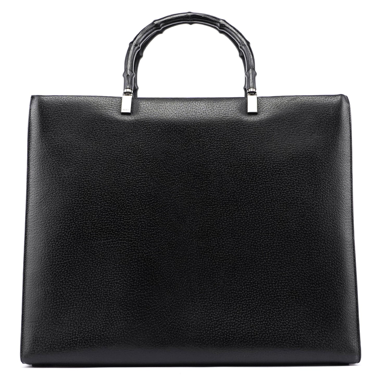 Black Leather Bamboo Tote 2-Way