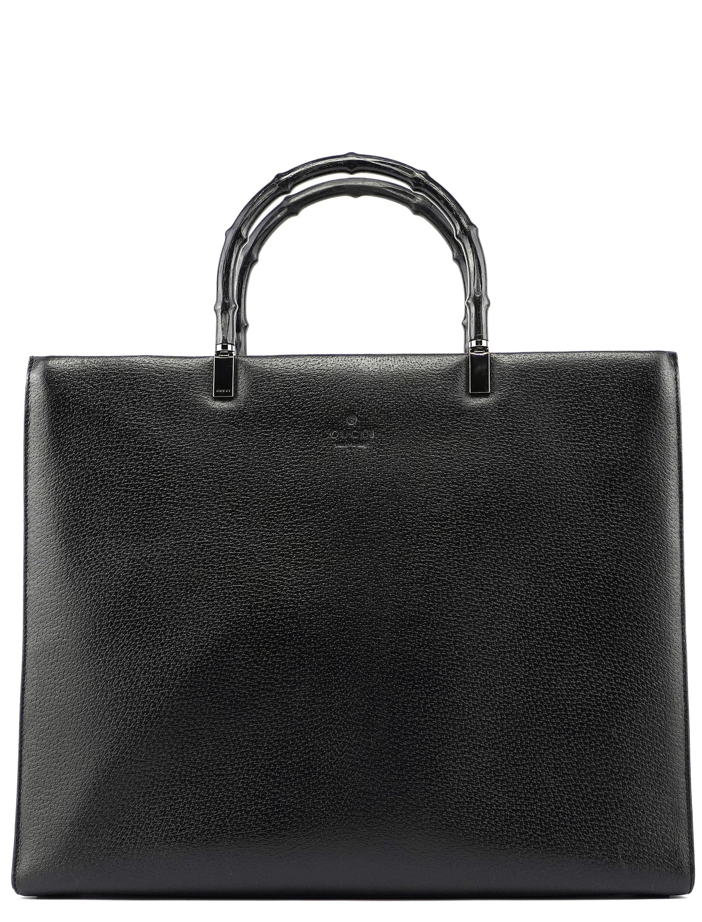 Black Leather Bamboo Tote 2-Way