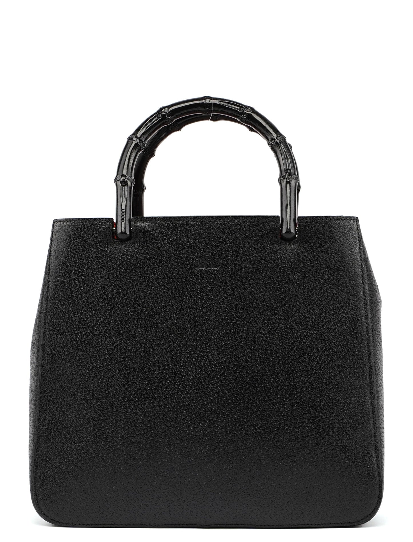 Black Leather Bamboo Tote
