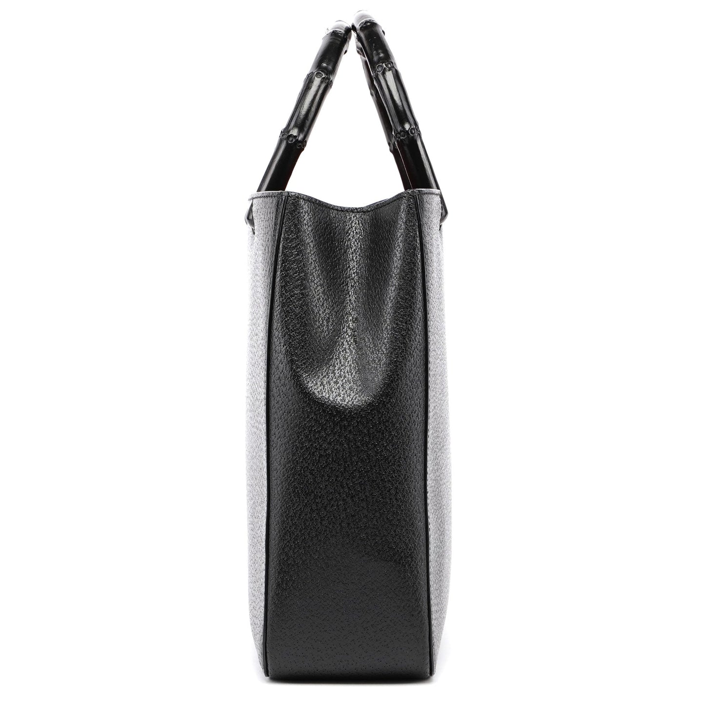 Black Leather Bamboo Tote