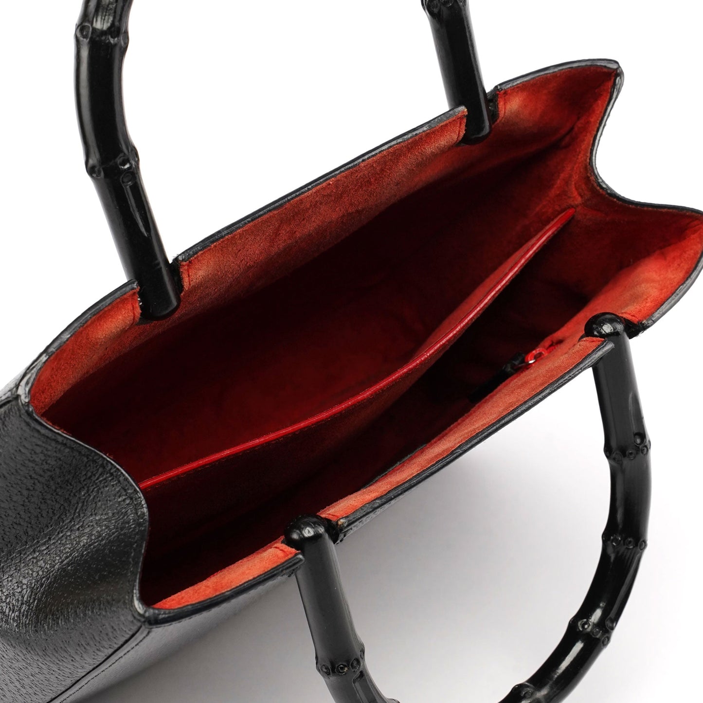 Black Leather Bamboo Tote