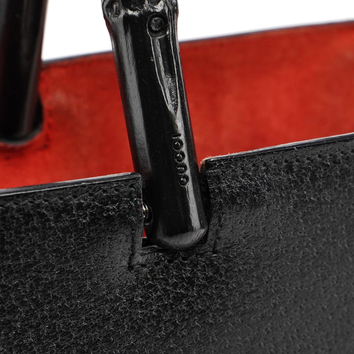 Black Leather Bamboo Tote