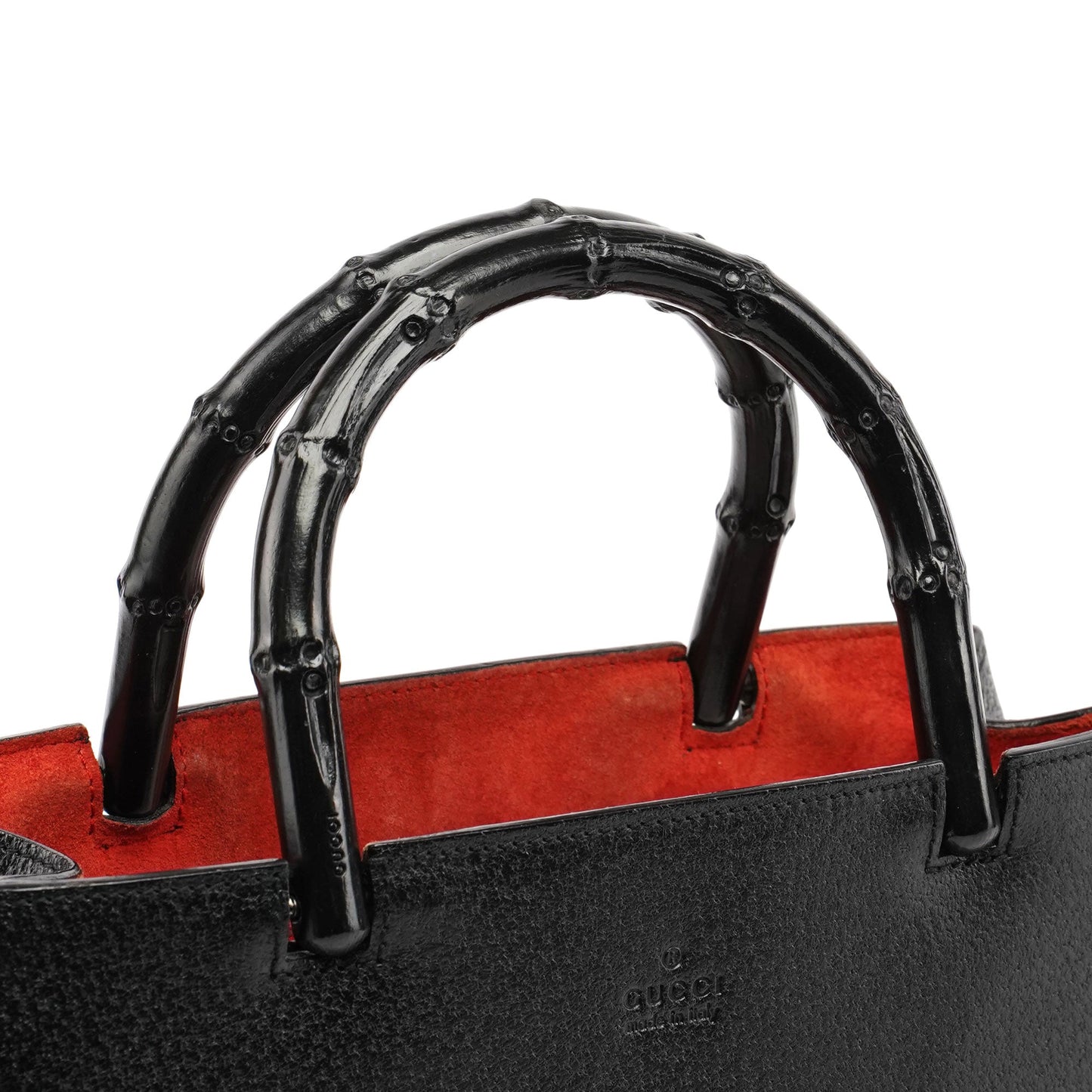 Black Leather Bamboo Tote