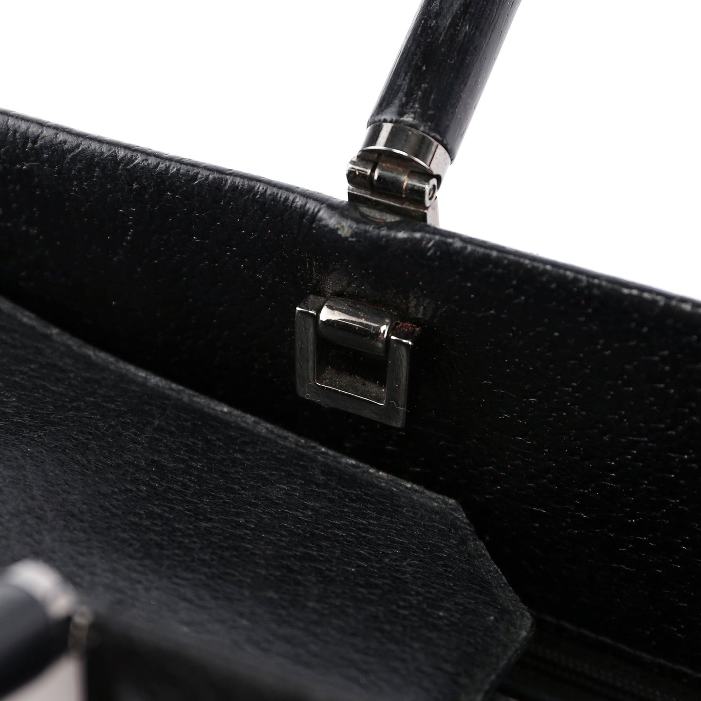 Black Leather Bamboo Tote