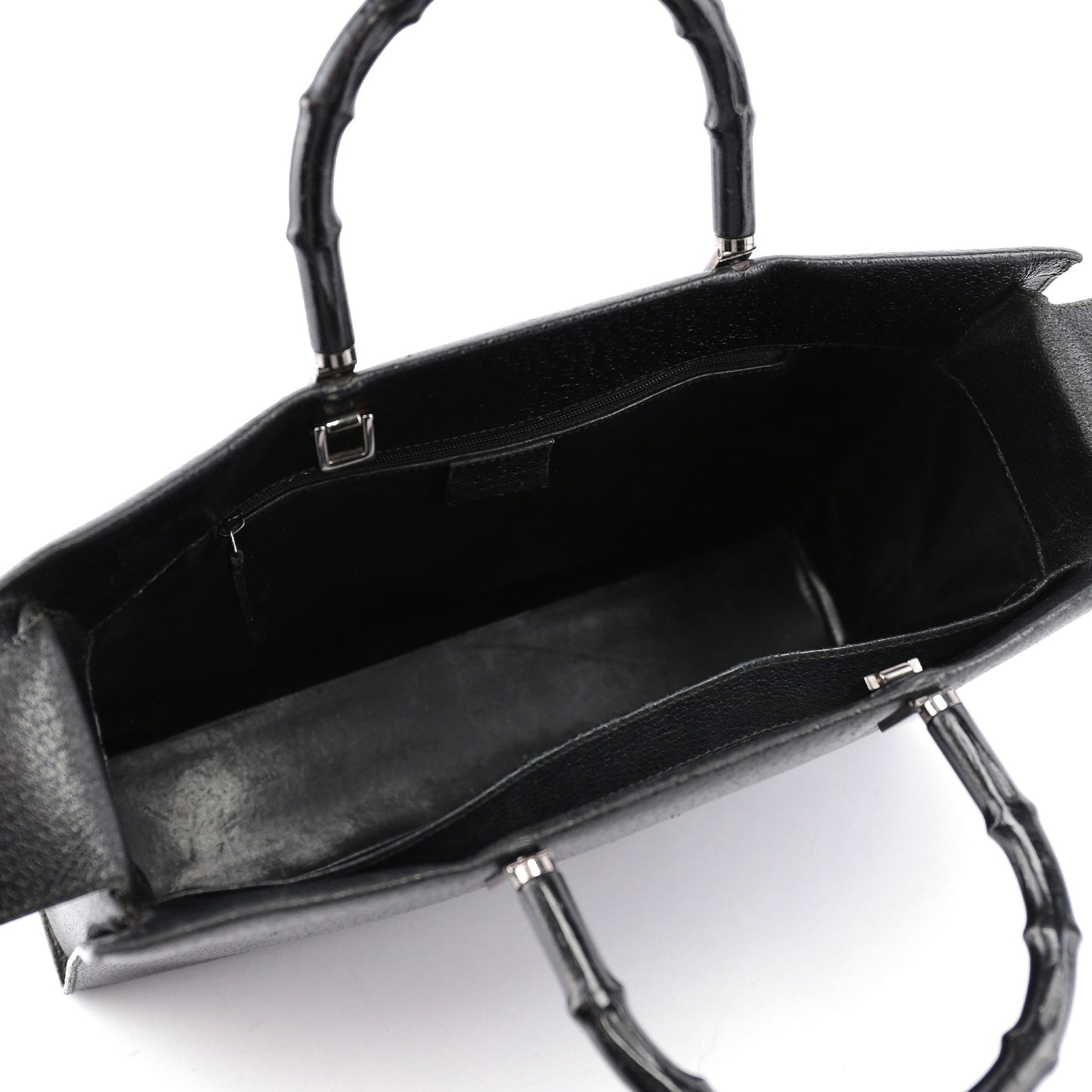 Black Leather Bamboo Tote