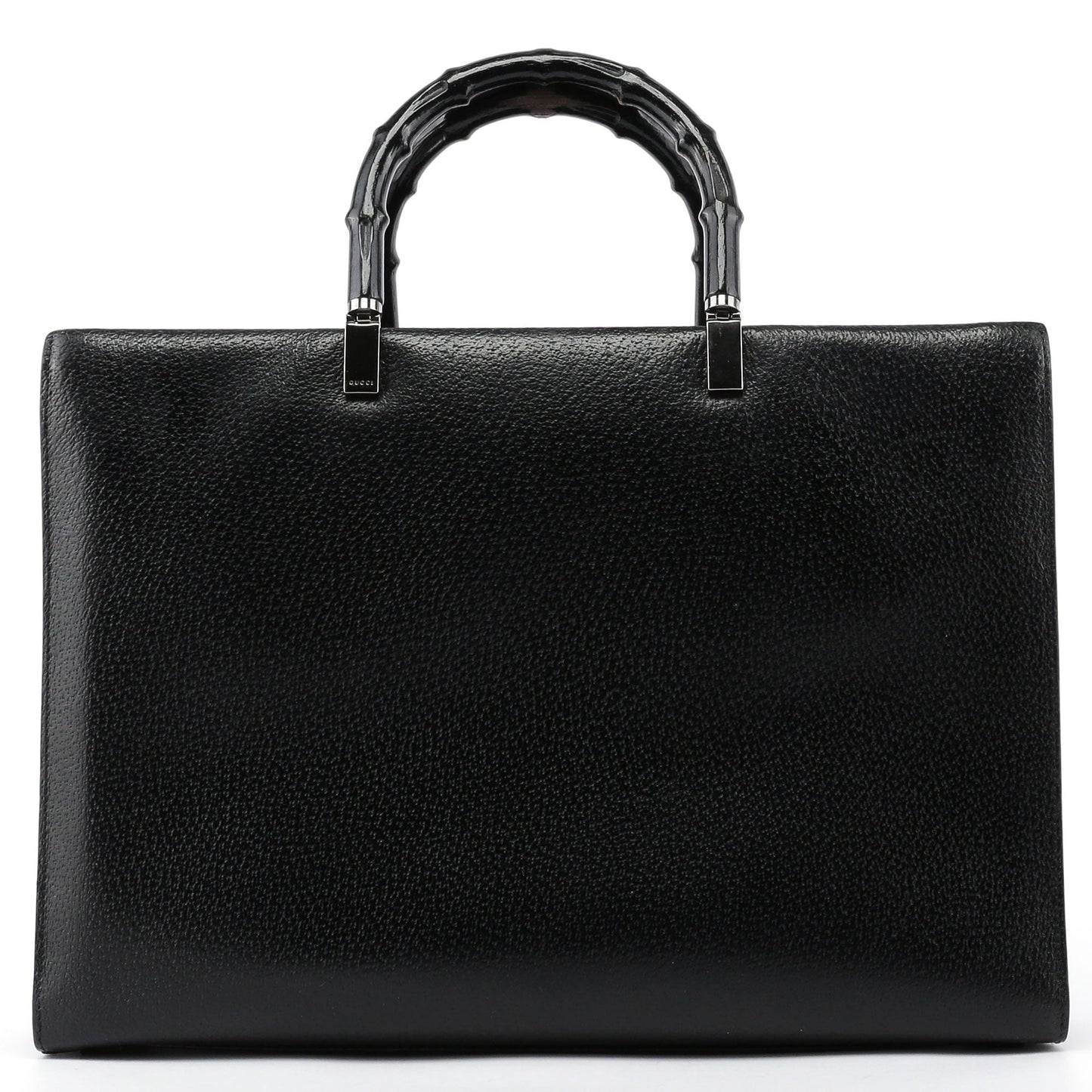Black Leather Bamboo Tote