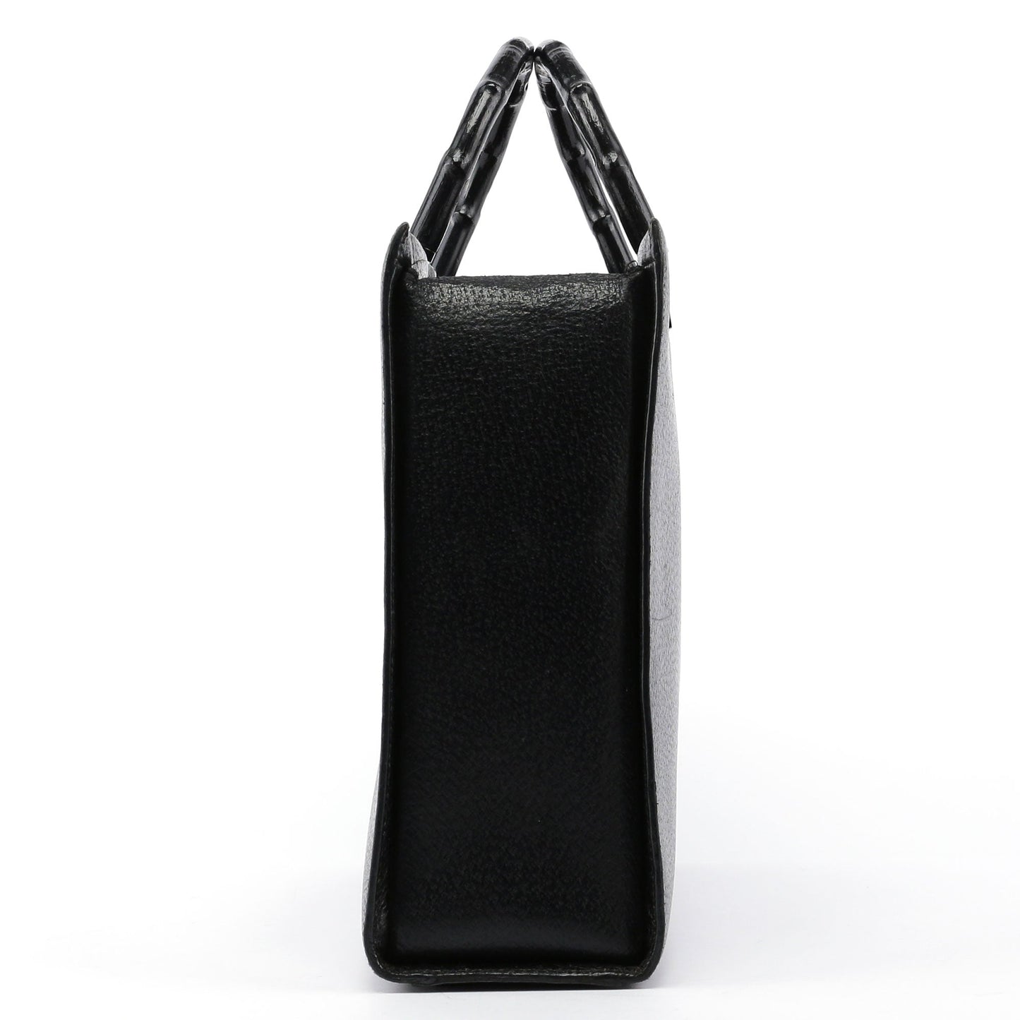 Black Leather Bamboo Tote