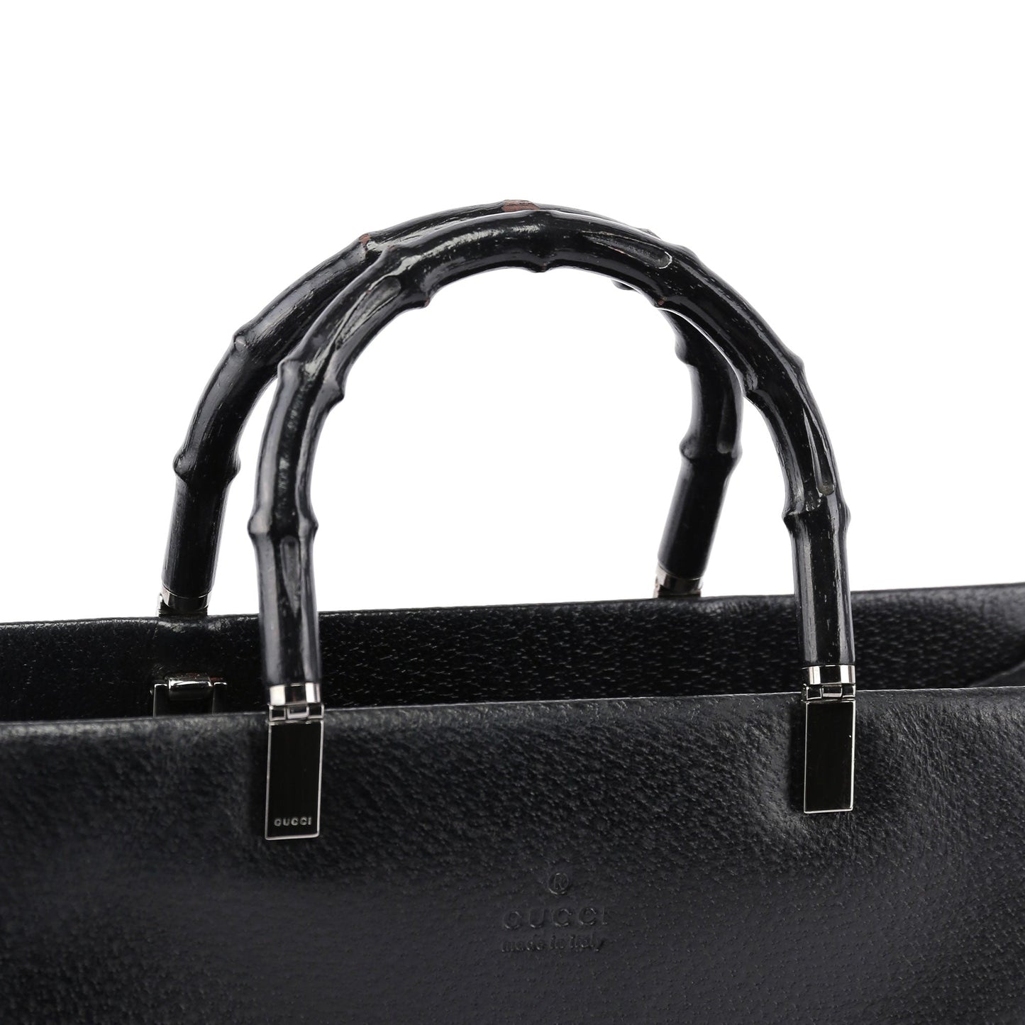Black Leather Bamboo Tote