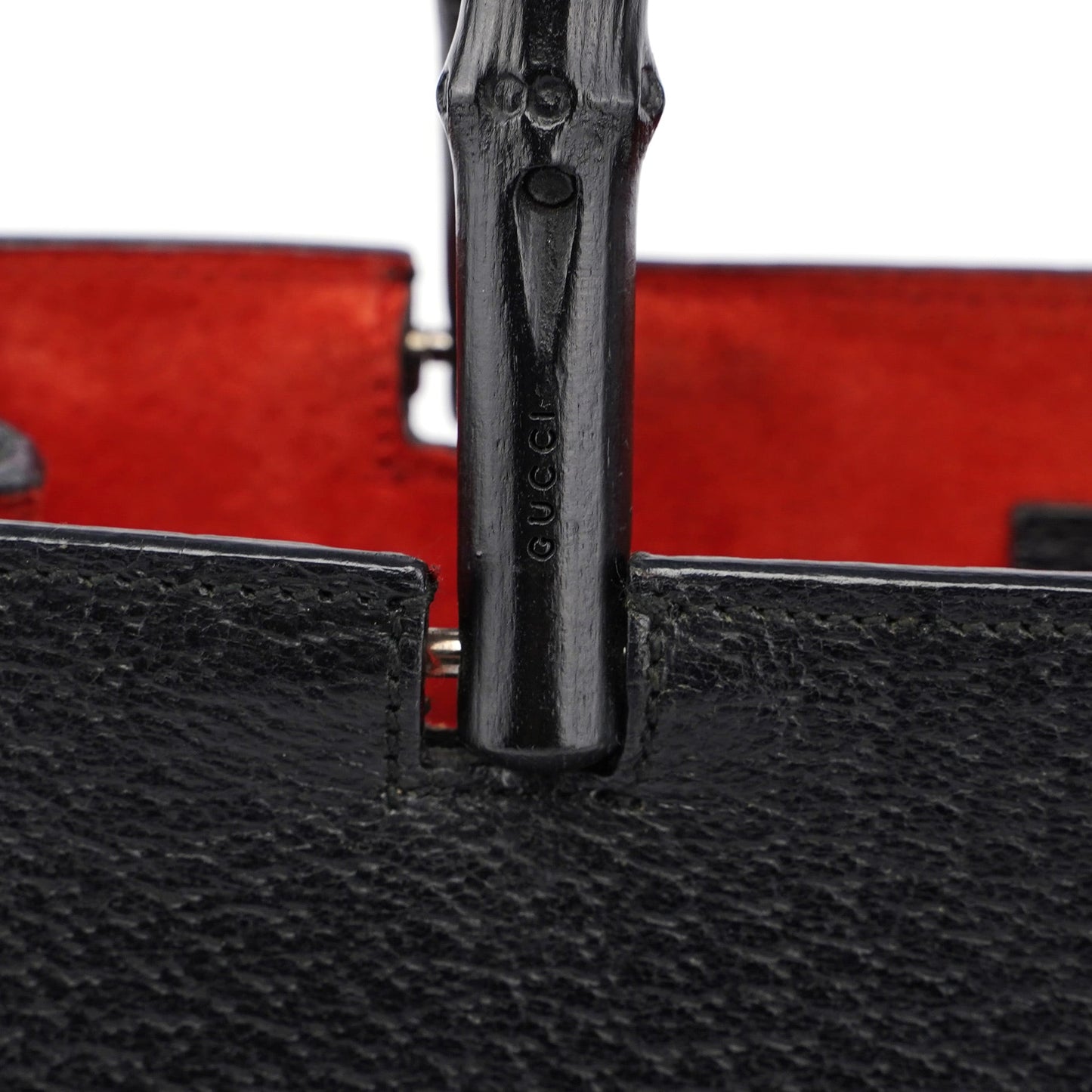 Black Leather Bamboo Tote