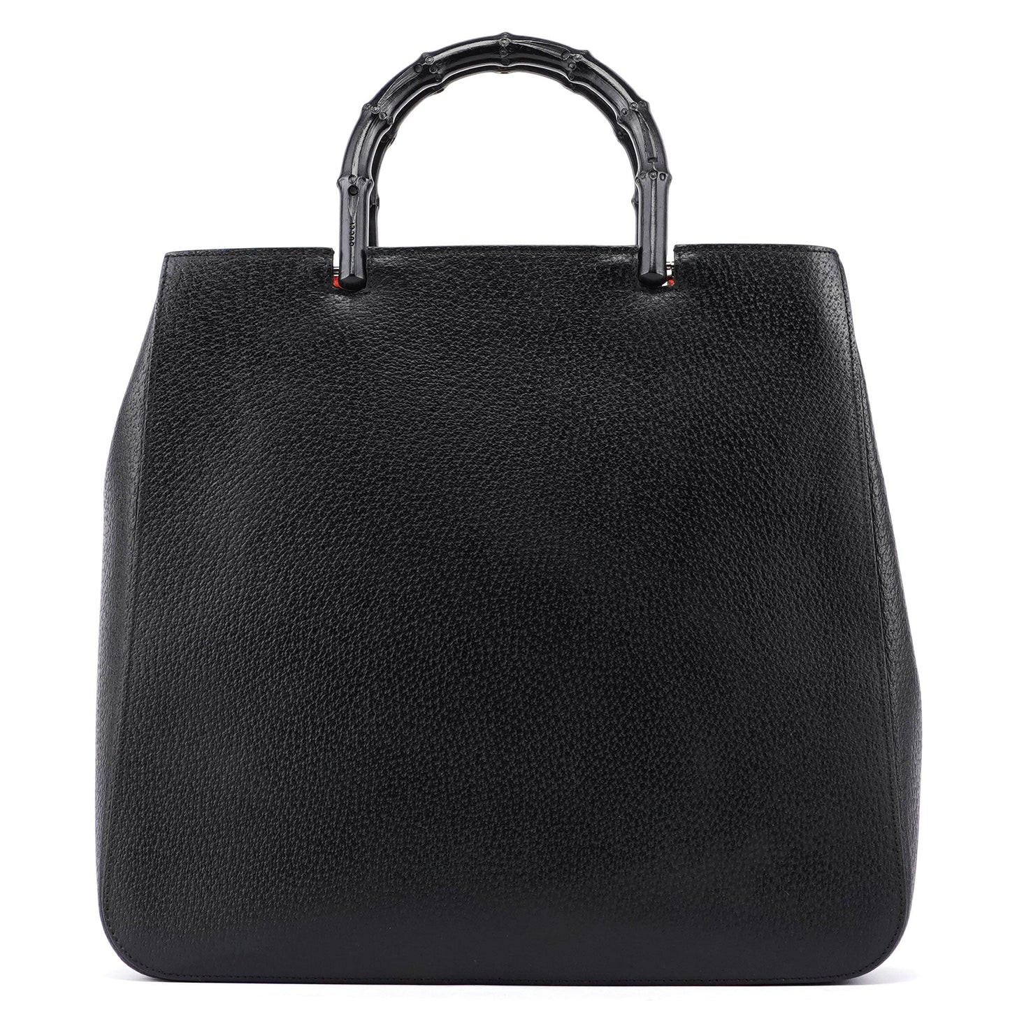 Black Leather Bamboo Tote