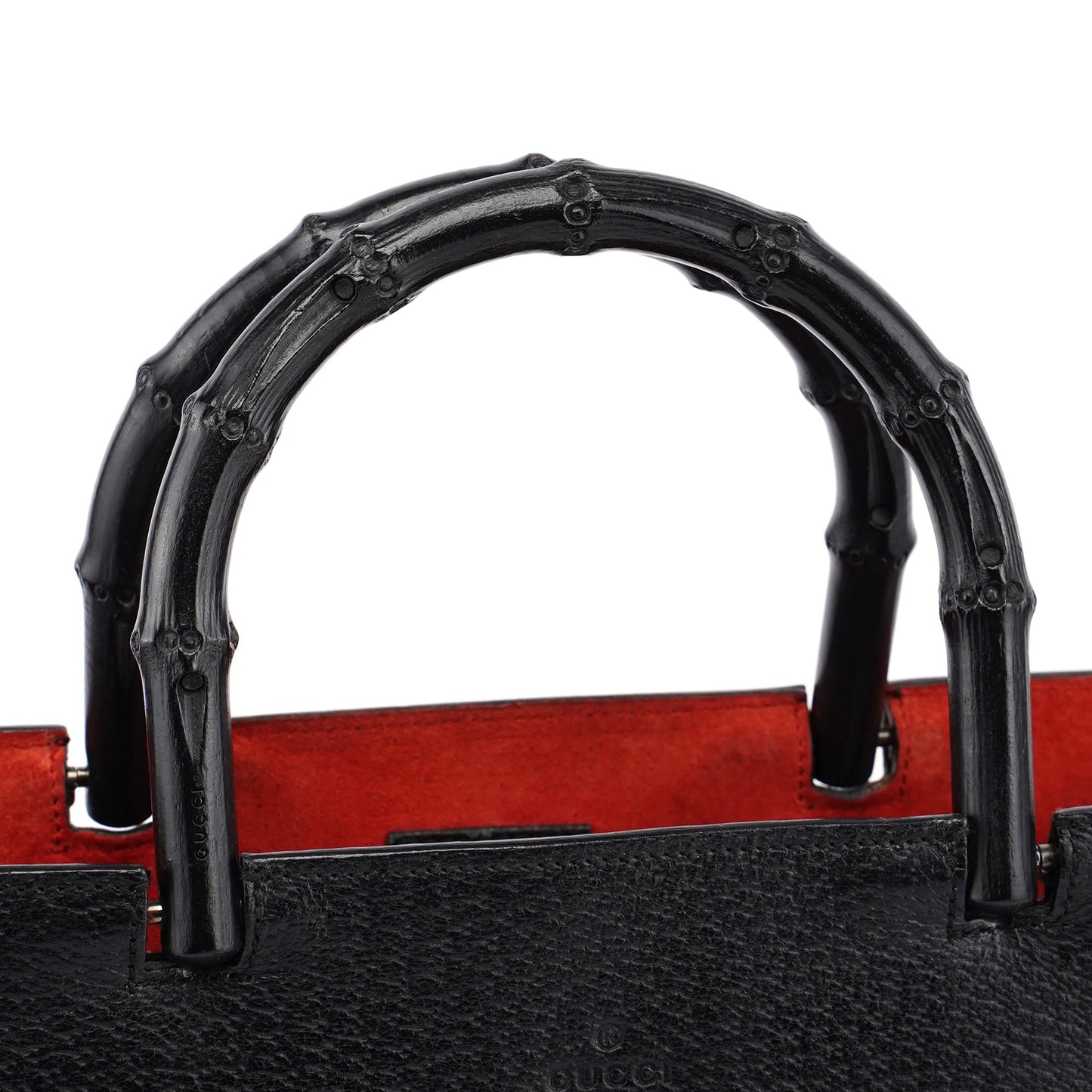 Black Leather Bamboo Tote