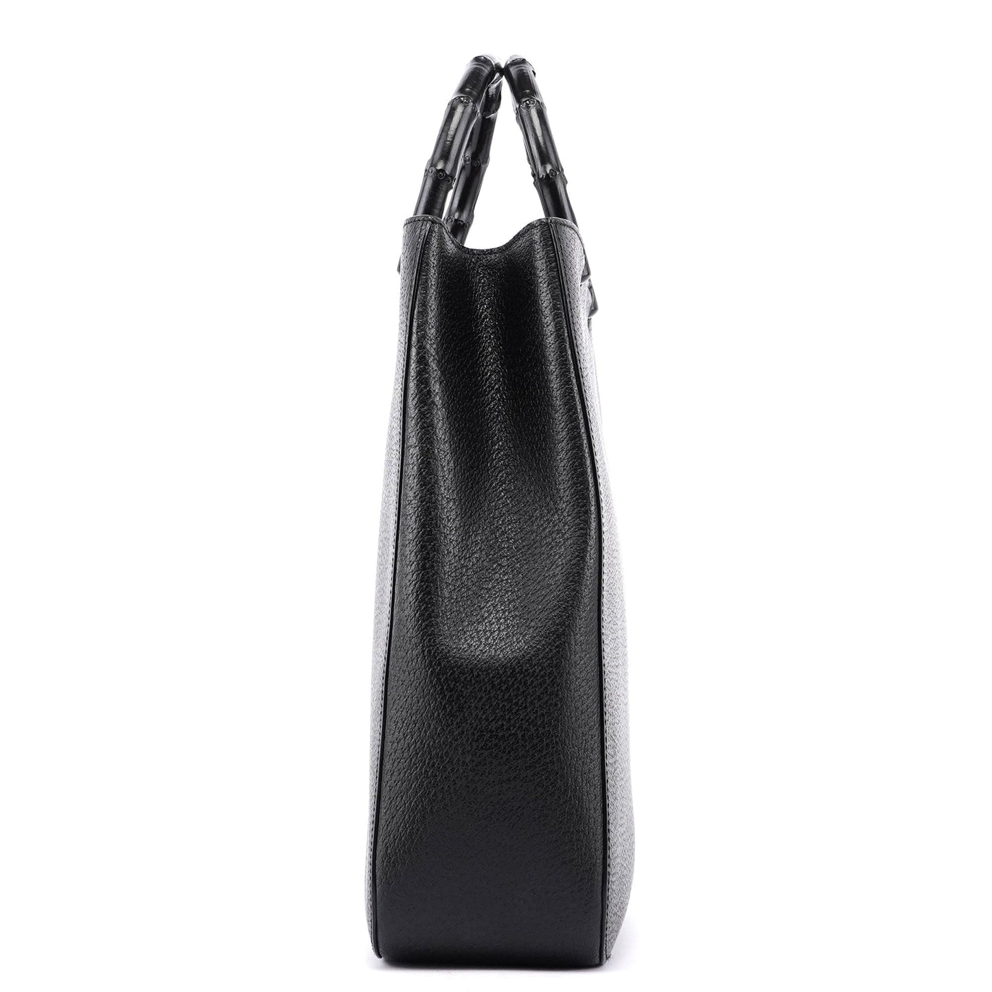 Black Leather Bamboo Tote