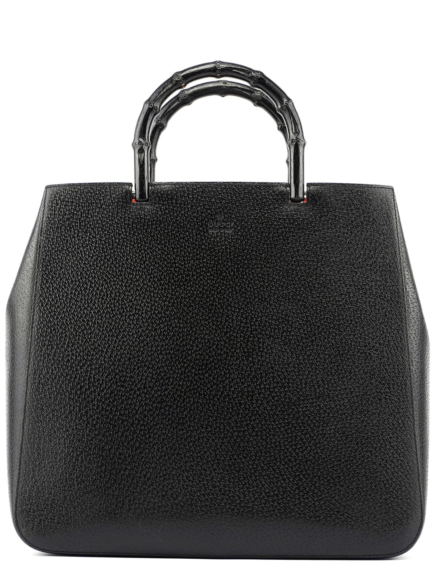Black Leather Bamboo Tote
