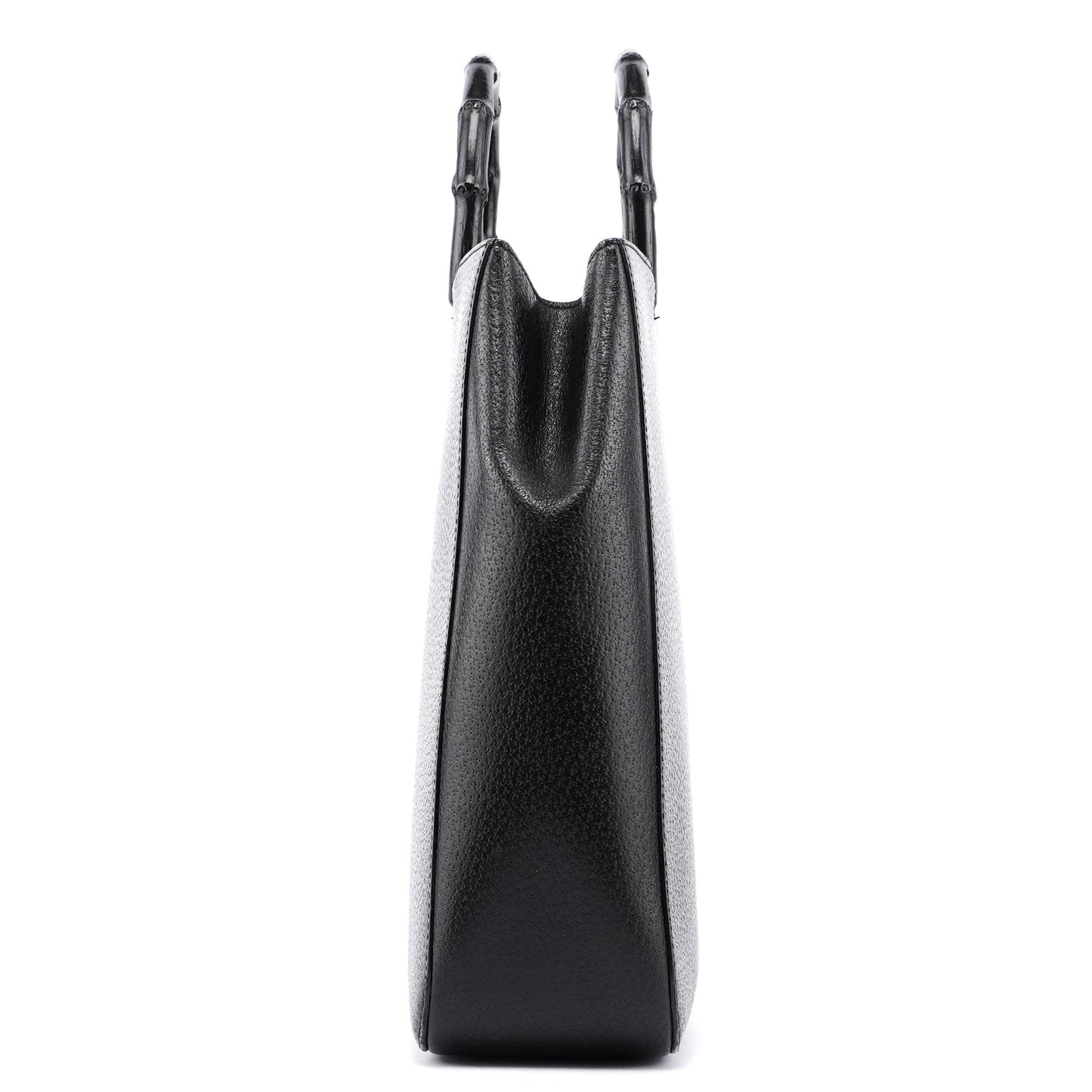 Black Leather Bamboo Tote