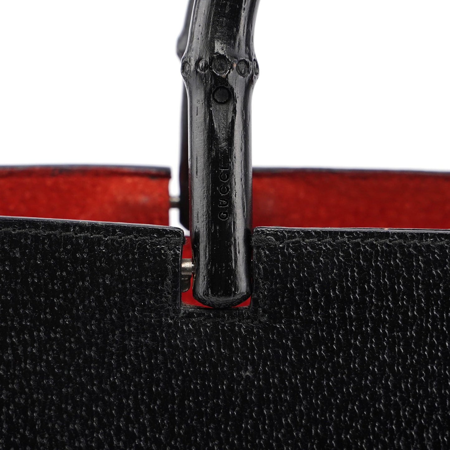 Black Leather Bamboo Tote