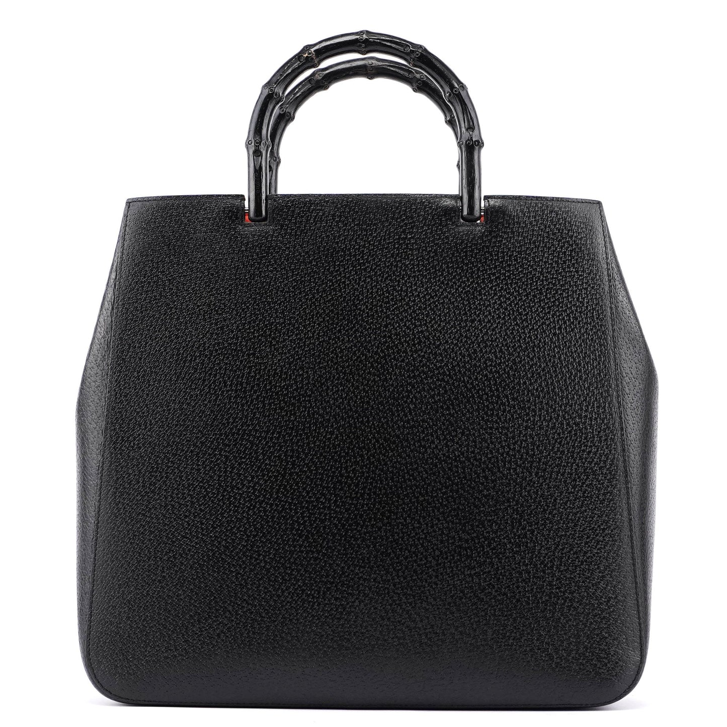 Black Leather Bamboo Tote
