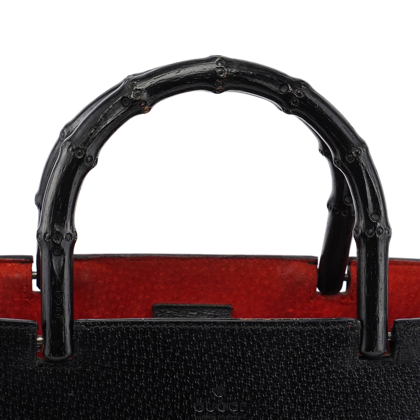 Black Leather Bamboo Tote