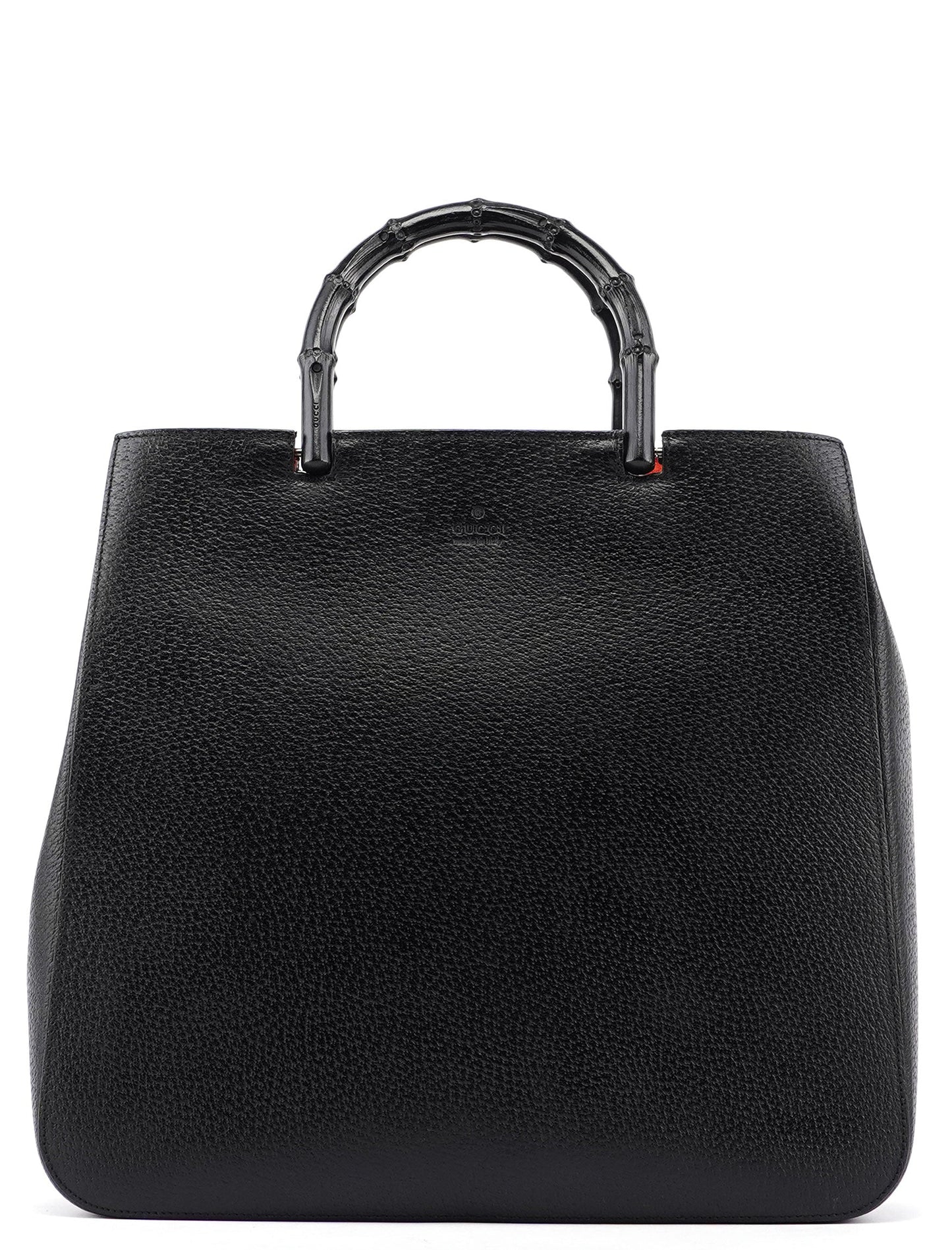 Black Leather Bamboo Tote