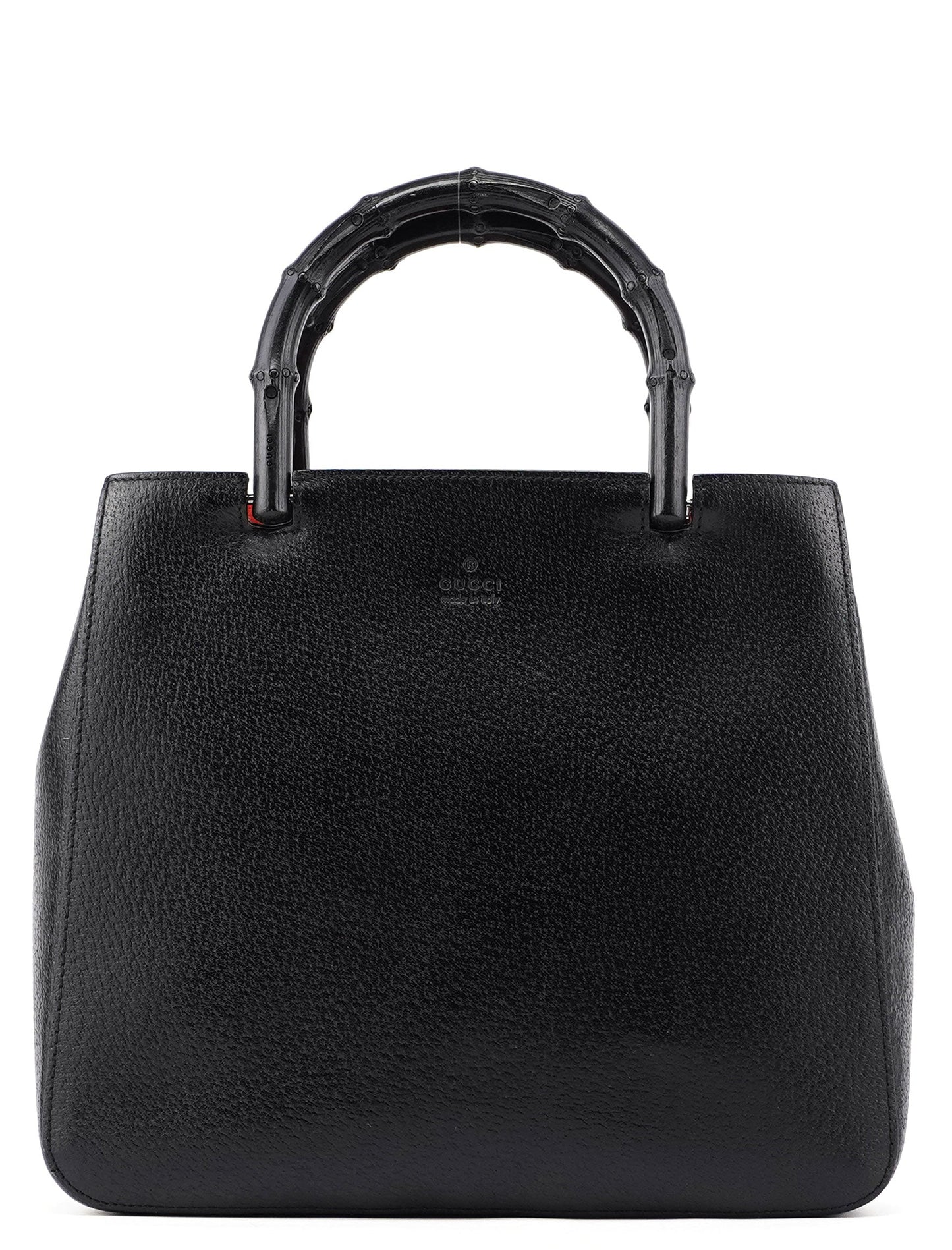 Black Leather Bamboo Tote