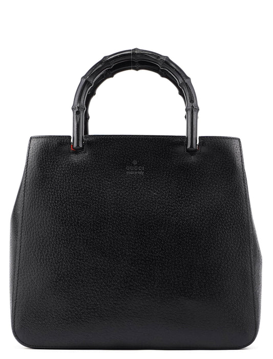 Black Leather Bamboo Tote