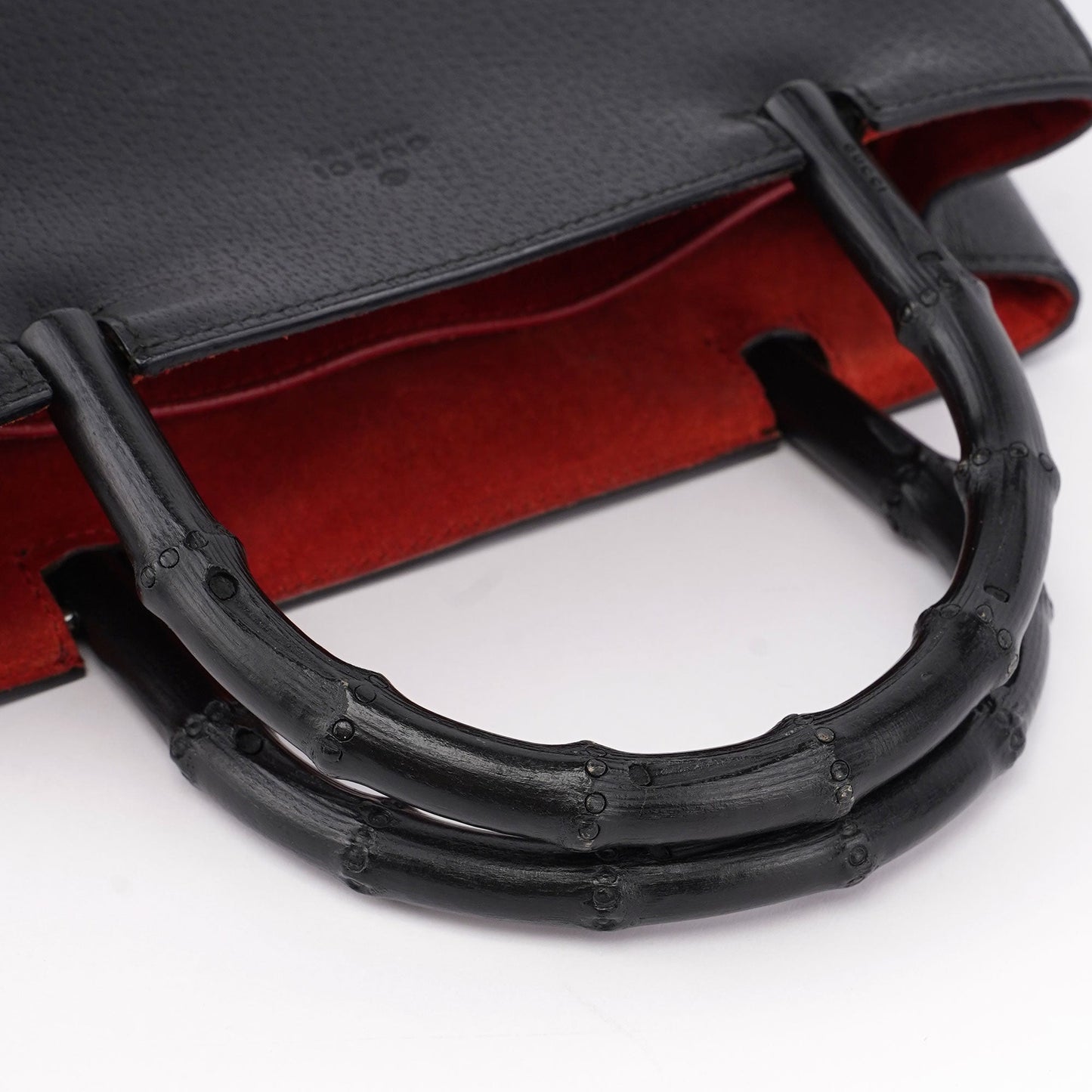 Black Leather Bamboo Tote