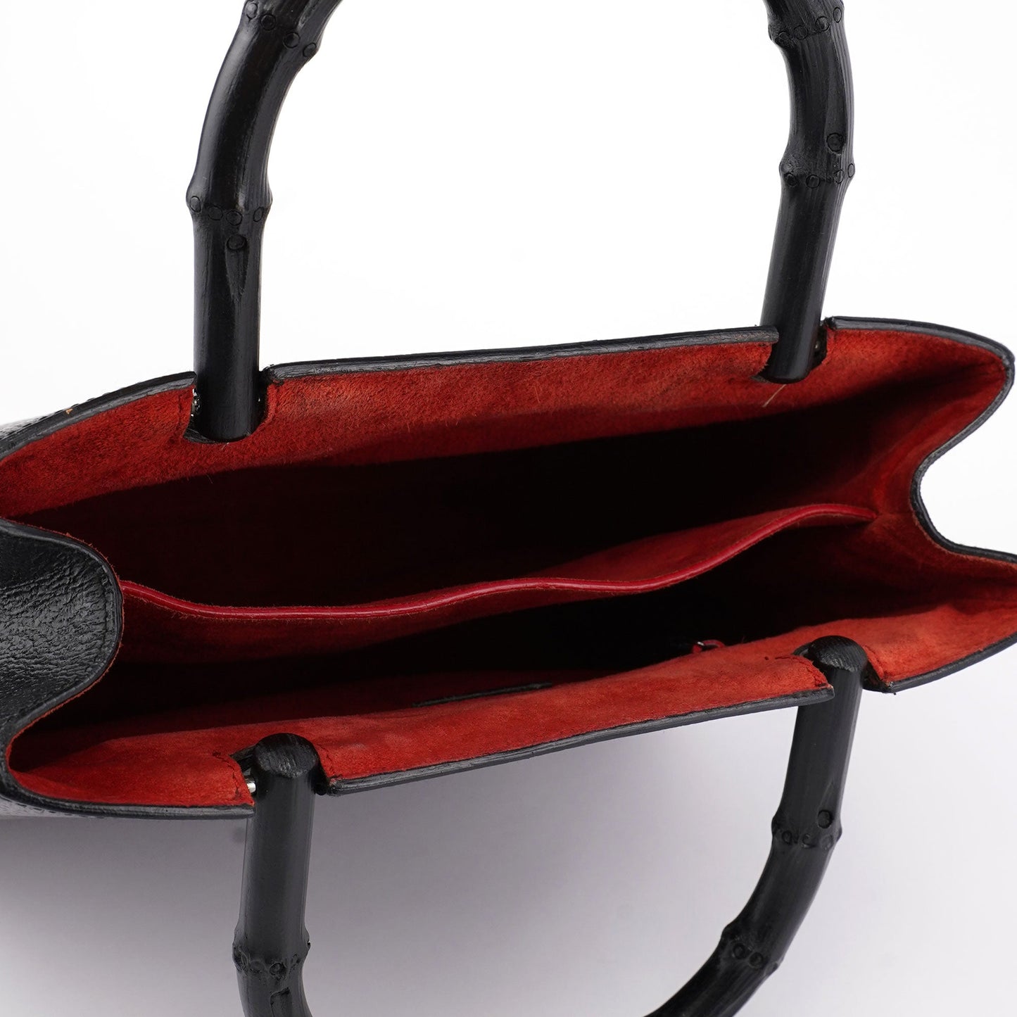 Black Leather Bamboo Tote