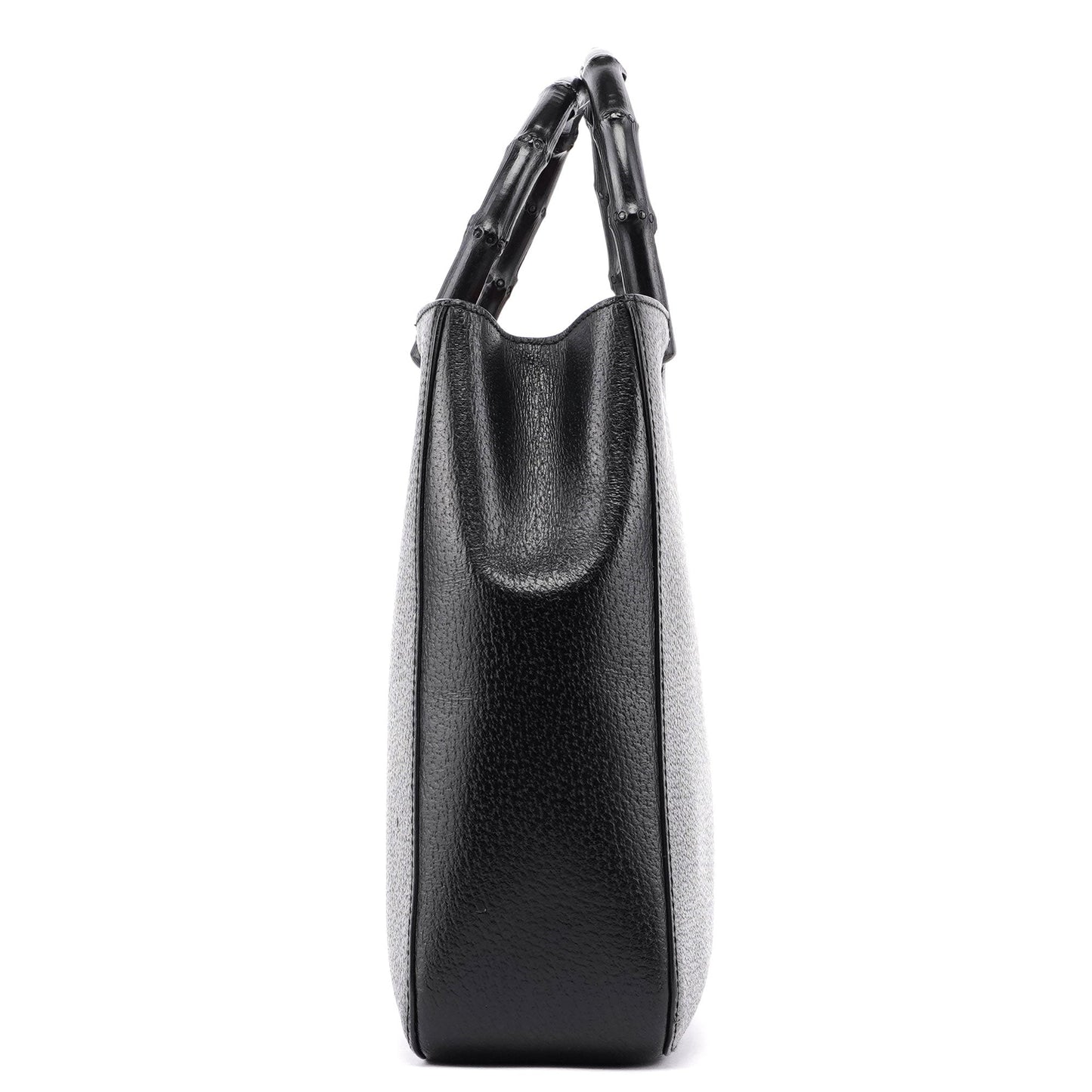 Black Leather Bamboo Tote